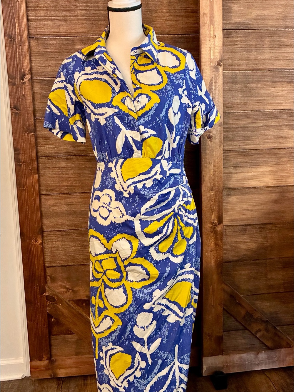Cleobella Royal Blue, Yellow & White Floral Midi Dress